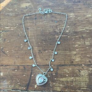 Brighton Silver Heart locket Necklace with Crystal Accents